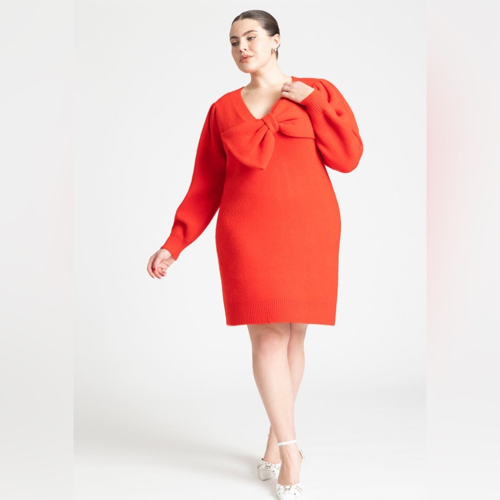 Eloquii Bow Sweater Mini Dress Size 14/16